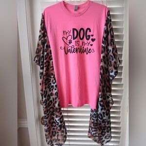 Upcycled Dog Valentine Graphic Tshirt/Poncho
